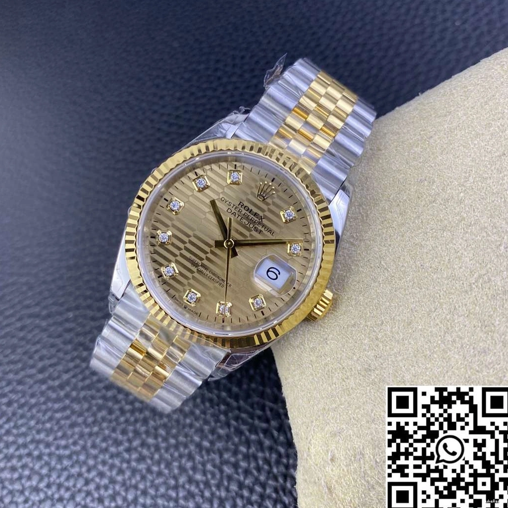 Two M126233 Diamond Rolex Datejust Tone Factory Motif Hourmarker Dial VS 36MM Silver 0920